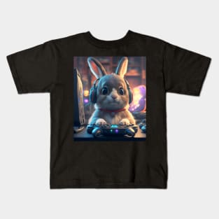 Cute bunny gamer Kids T-Shirt